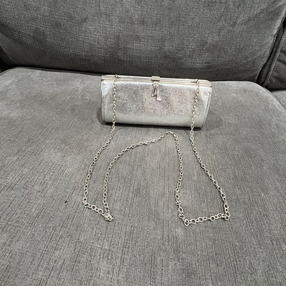 Silver Evening Bag Handbag Clutch Chain - Picture 7 of 9